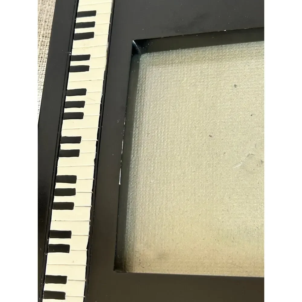 Vintage Black Lacquer Piano Keys Picture Frame